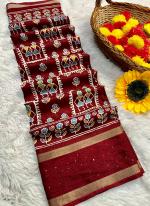 Dola Silk Maroon Traditional Wear Weaving Saree